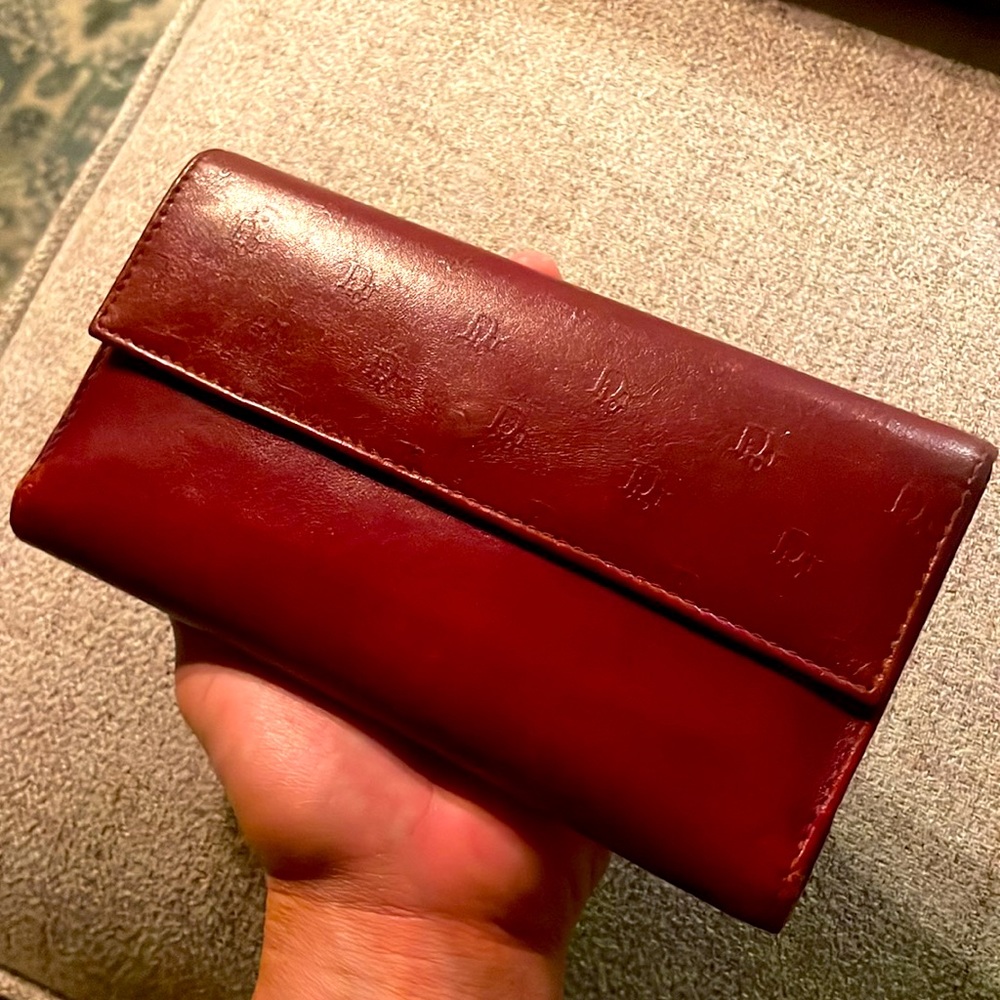 Christian Dior red lambskin long bifold wallet. Comes with the original box !